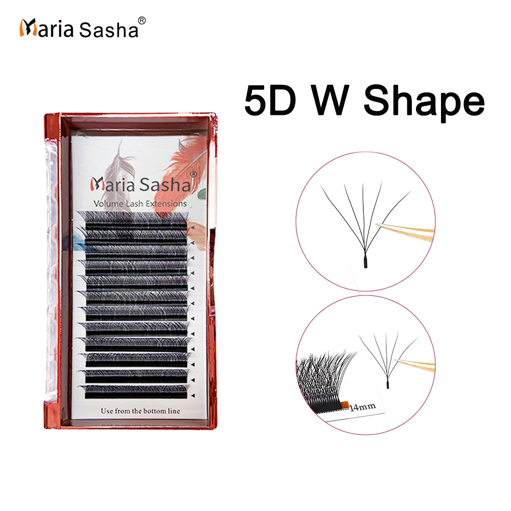 رموش ماريا 5D W سهلة التركيب، تمديدات رموش بالجملة، رموش مسبقة الصنع بحجم كبير، 12 صفًا بنمط W، طبيعية وناعمة، مع إمكانية وضع شعار خاص