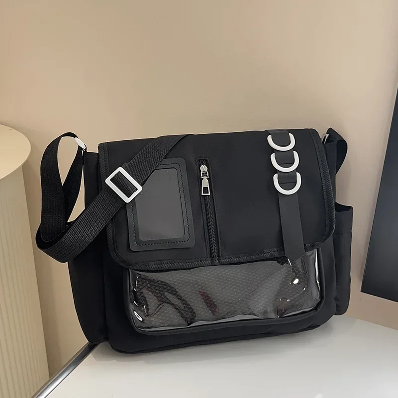 Y2K اليابانية Harajuku الحقائب المدرسية للفتيات جديد شفاف Itabag الكتف حقيبة كروسبودي شارات ذاتية الصنع عرض لوحة Ita حقيبة