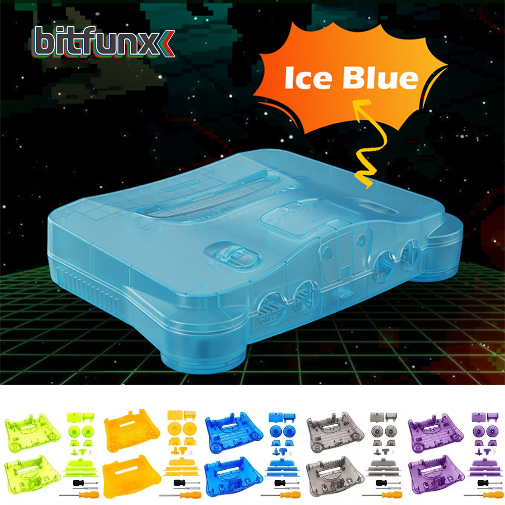 حافظة شفافة بديلة من البلاستيك من Bitfunx لهاتف N64 Nintendo 64، حافظة بديلة، صناديق شفافة