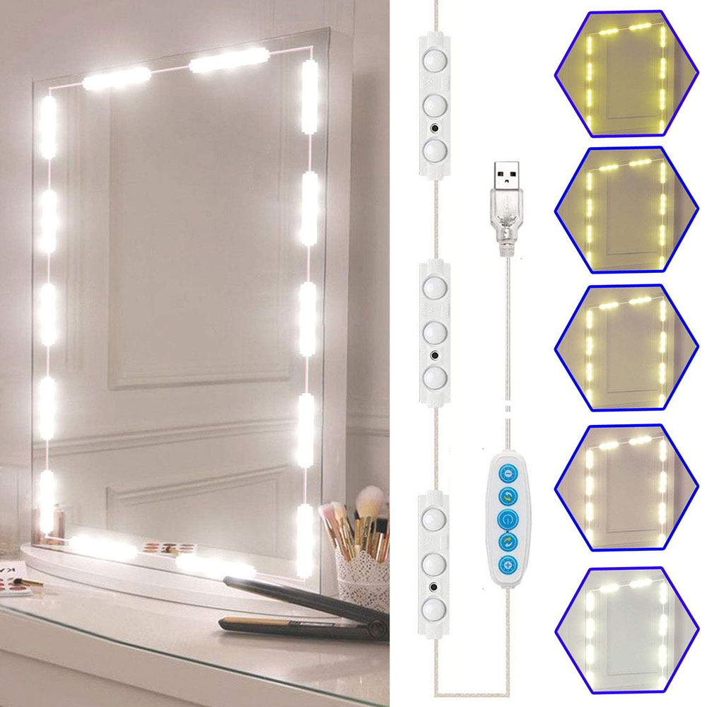 مرآة ماكياج LED مصابيح كهربائية أضواء الغرور USB 5 فولت الحمام منضدة الزينة الإضاءة عكس الضوء 5 ألوان هوليوود LED الغرور الخفيفة