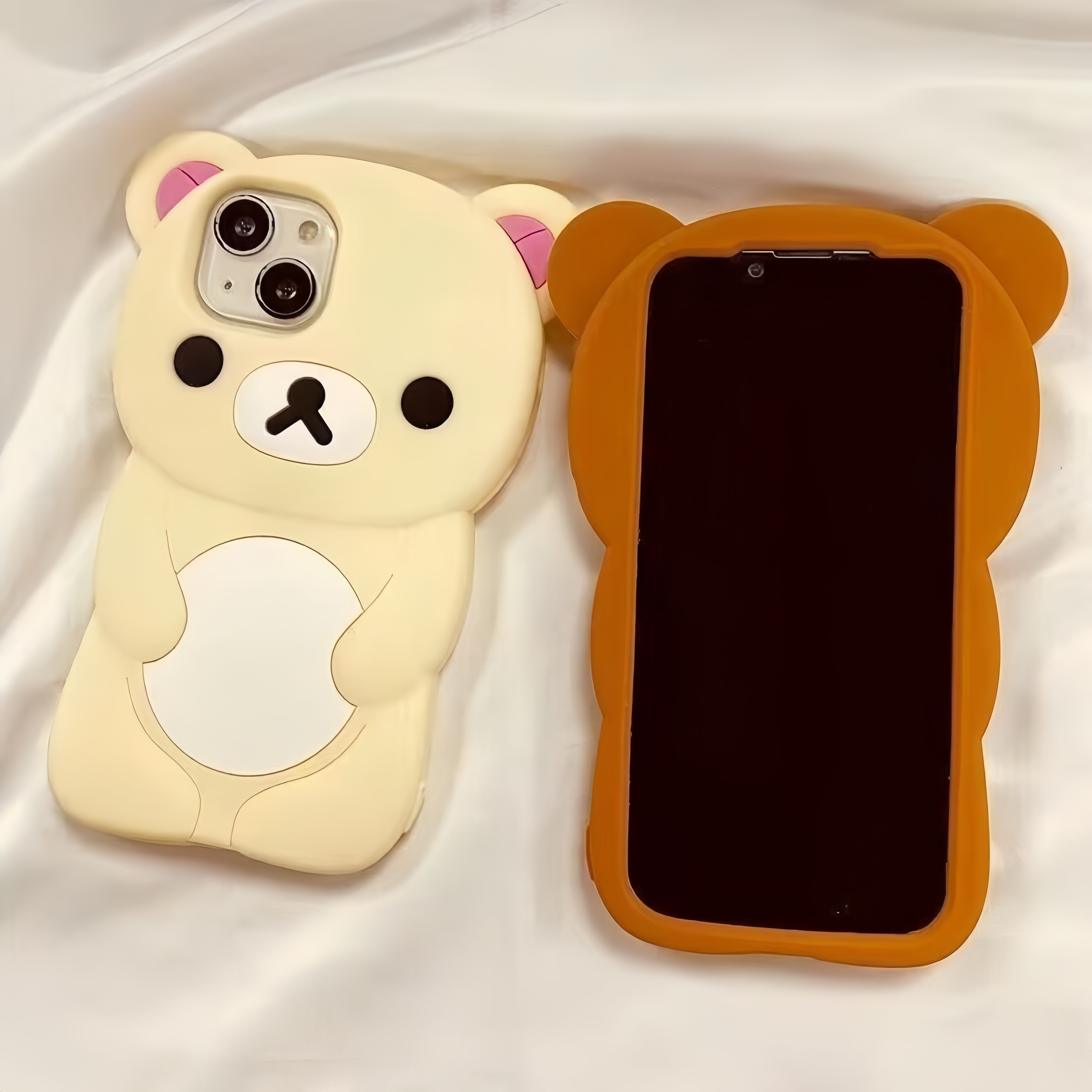 لطيف الكرتون ثلاثية الأبعاد Rilakkuma جراب هاتف آيفون 16 15 14 13 12 11 برو X XS ماكس XR 6 7 8 زائد 4 4s 5 5s SE لينة غطاء سيليكون