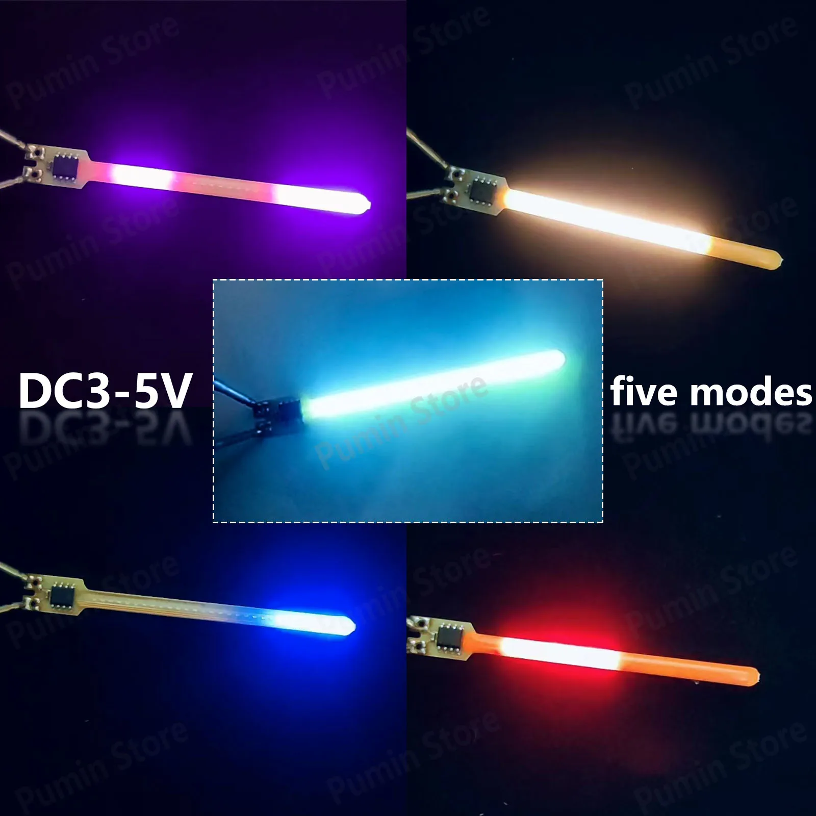5 قطع جديدة من مصابيح LED المتدفقة بخمسة أوضاع و9 ألوان، تعمل بجهد DC3-5V، مناسبة لإضاءة الجدران الكلاسيكية وإضاءة السيارات وإضاءة التحذير