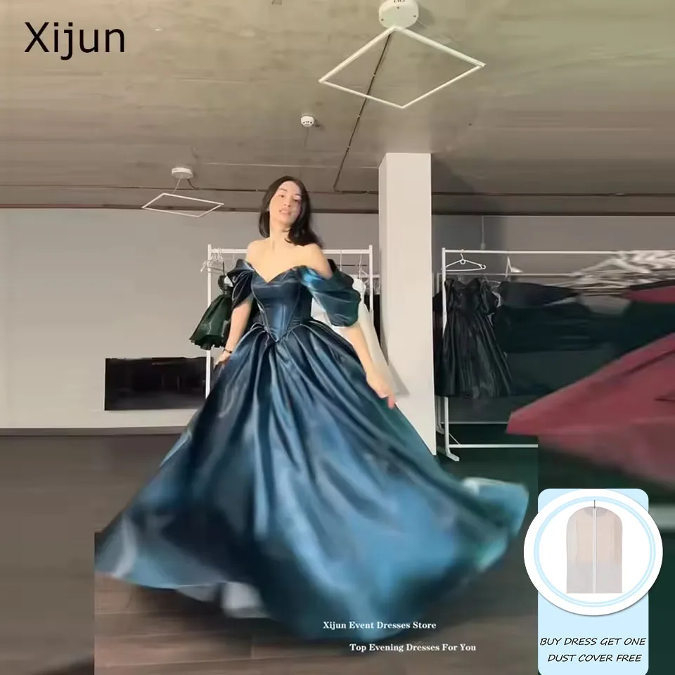 فساتين سهرة عصرية باللون الفيروزي من Xijun، فساتين رسمية طويلة لامعة بتصميم A-Line بدون أكتاف لحفلات التخرج وأعياد الميلاد، قابلة للتخصيص