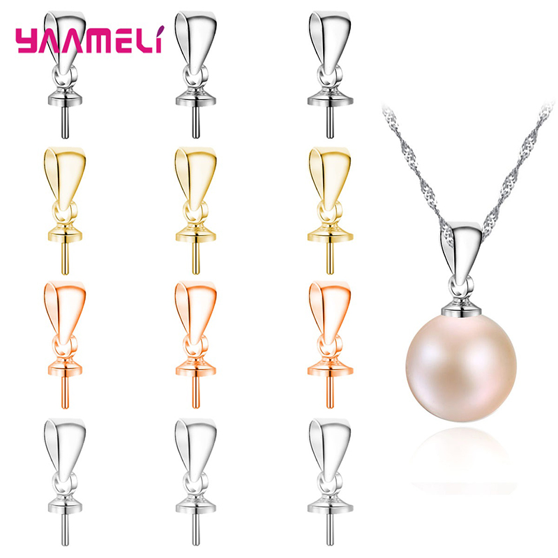 100 قطعة/الوحدة 925 فضة برغي العين دبوس Bail علوي حفر الخرز نهاية غطاء DIY بها بنفسك قلادة Charm موصلات صنع المجوهرات