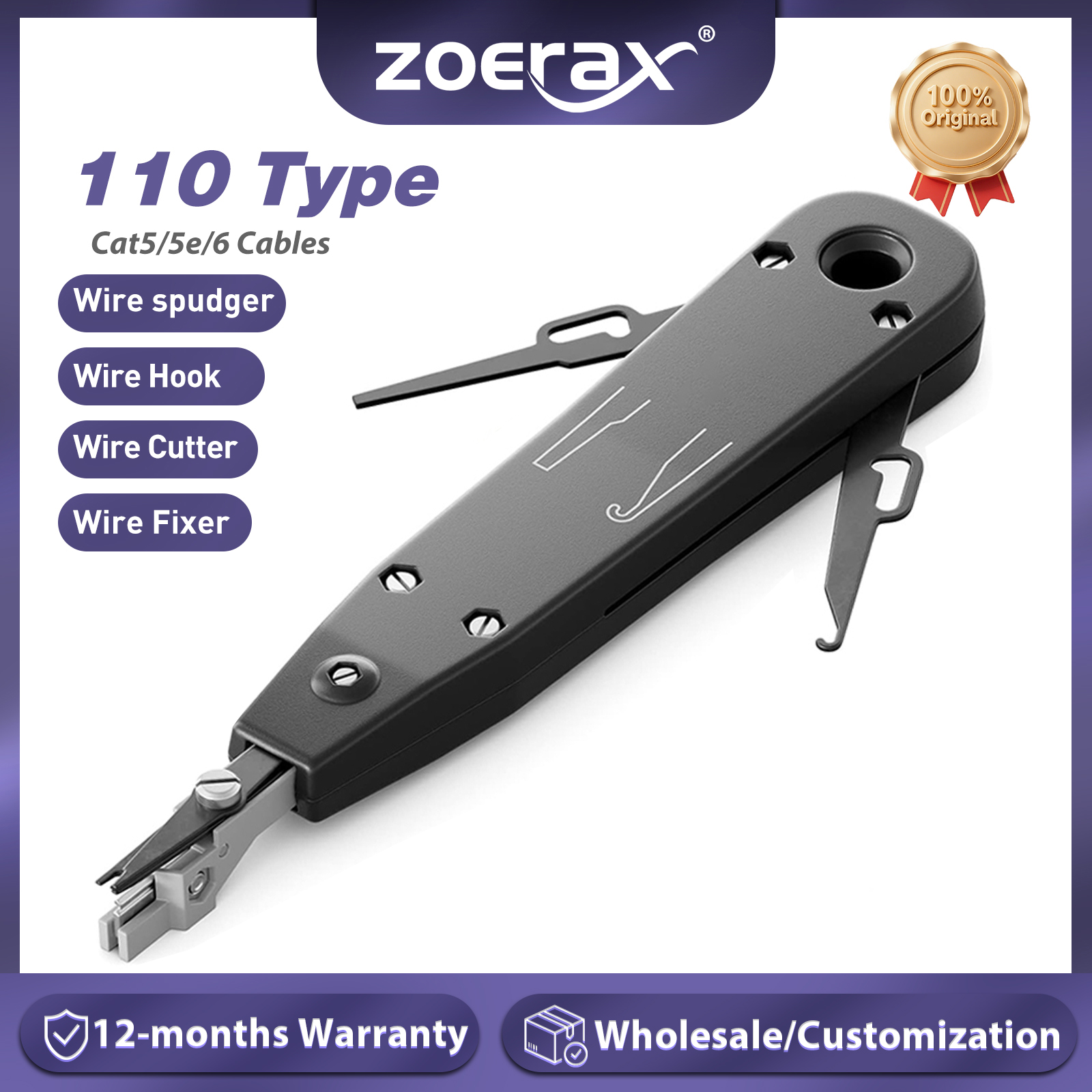 أداة اللكم ZoeRax للأسفل، متعددة الوظائف من نوع كرون IDC/سلك الشبكة Cat5 Cat6 وأدوات الإدخال الطرفية لتأثير الهاتف