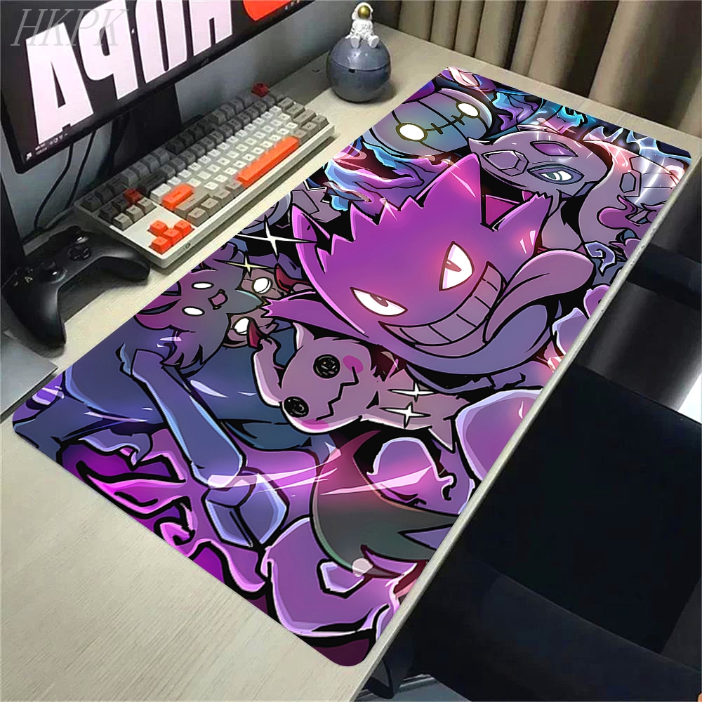 P-Pokemon-Gengar Grande Mousepad لوحة ماوس ألعاب كبيرة LockEdge سميكة لوحة مفاتيح الكمبيوتر الجدول حصيرة مكتبية