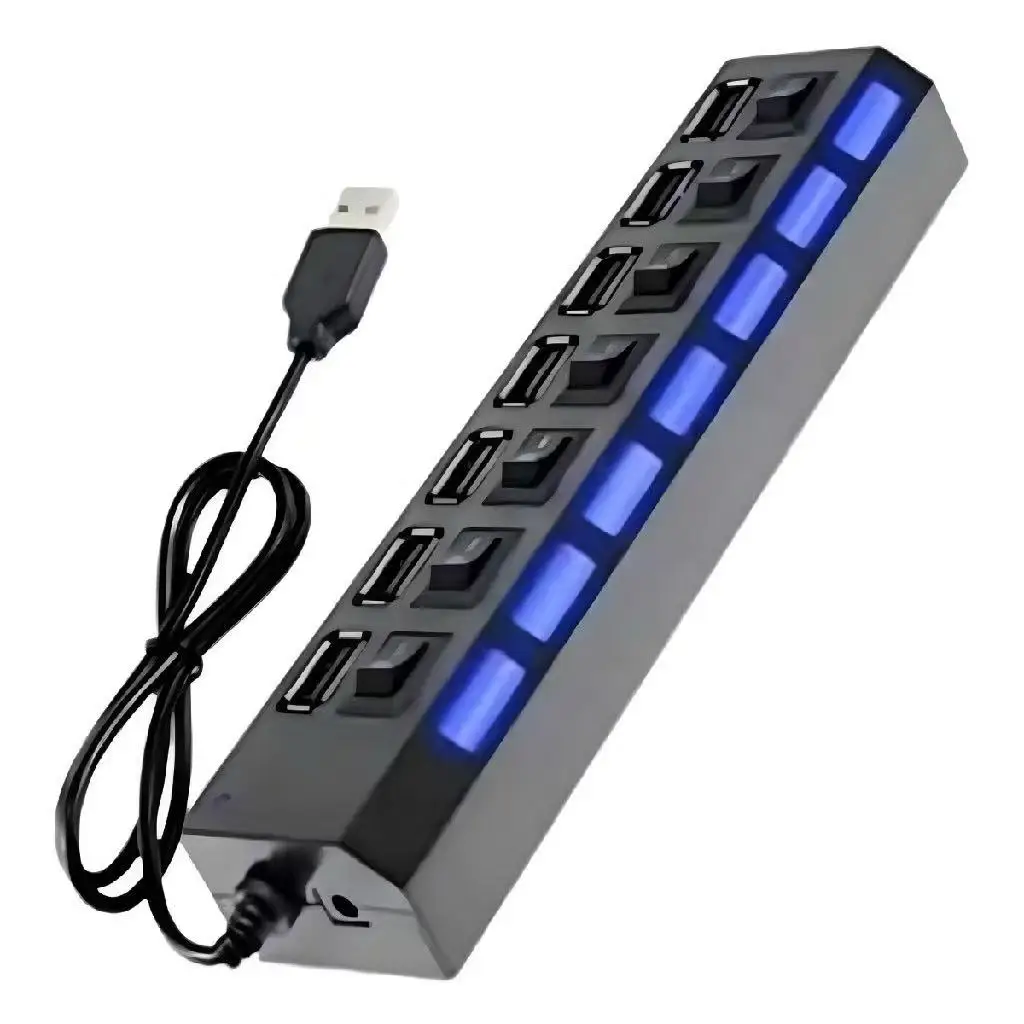 محول USB توسيع ملحقات الكمبيوتر 7 مدخل USB Hub 2.0 مقبس USB متعدد 7 منافذ موسع محول