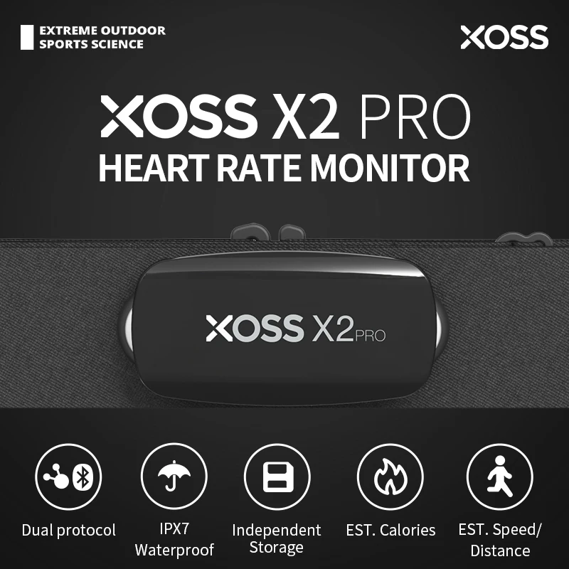 XOSS X2 Pro مستشعر معدل ضربات القلب سجل مستقل حزام الصدر HRM مراقب بلوتوث ANT + الصحة اللياقة البدنية مستشعر الدراجة الذكية