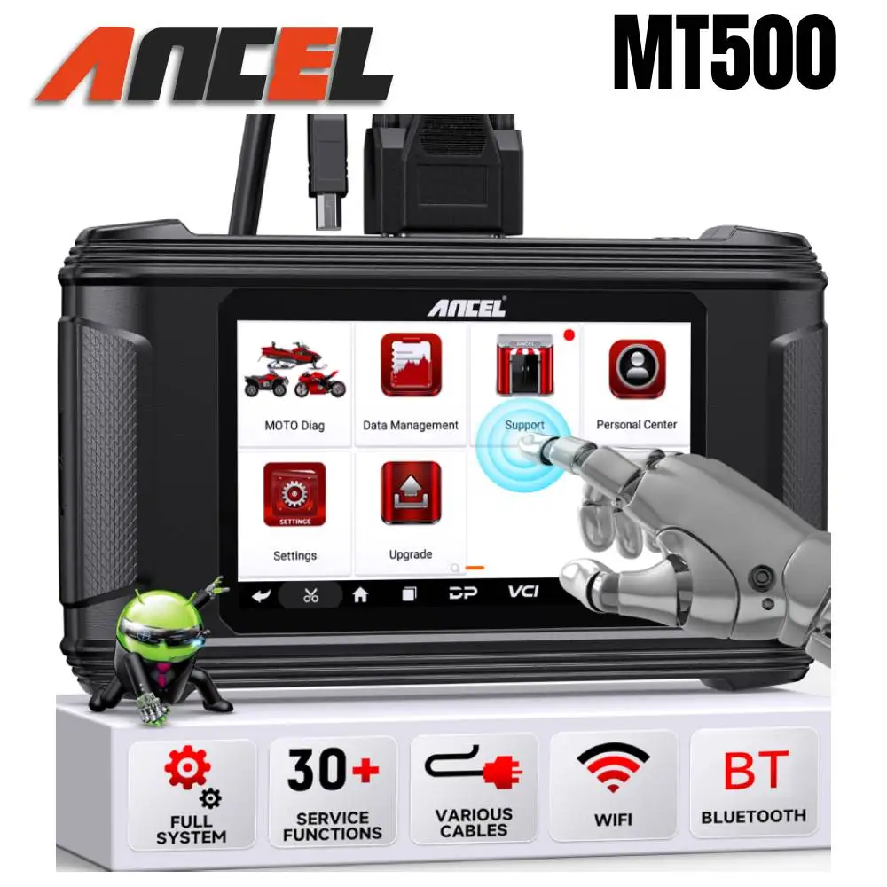 ماسح تشخيصي شامل لأنظمة الدراجات النارية ANCEL MT500، قارئ رموز الأعطال OBD2 لـ BMW وهوندا وياماها ودوكاتي وKTM وسوزوكي وترايومف