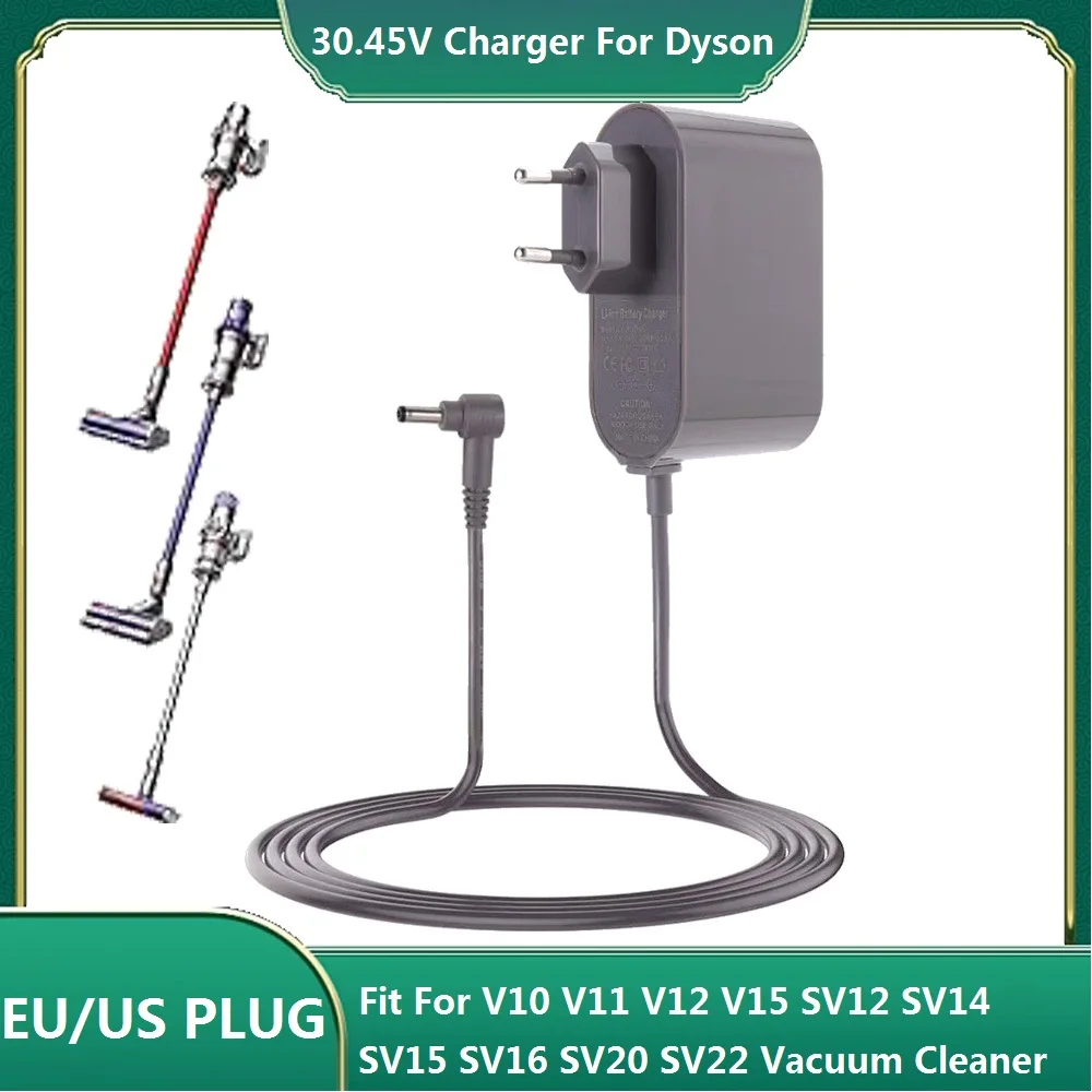 شاحن 30.45 فولت 1.1 أمبير لمكنسة دايسون V10 V11 V12 V15 SV12 SV14 SV15 SV16 بقوة 33 واط، محول طاقة مع سلك بطول 1.8 متر