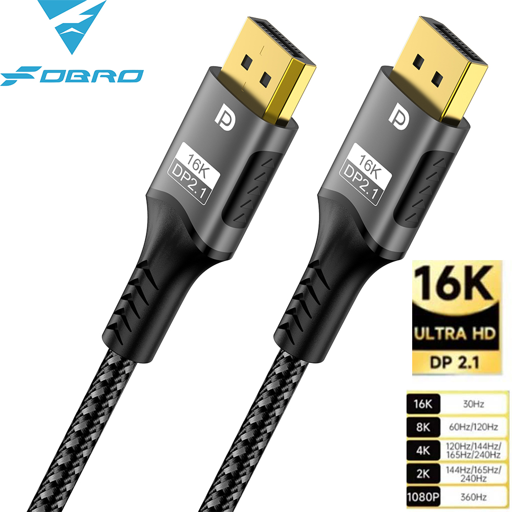 كابل 16K DP 8K @ 120 هرتز/60 هرتز 4K @ 240 هرتز 80 جيجابت في الثانية Displayport 2.1 HDR كابل صوت فيديو لأجهزة الكمبيوتر المحمول Xbox Projector شاشة الألعاب