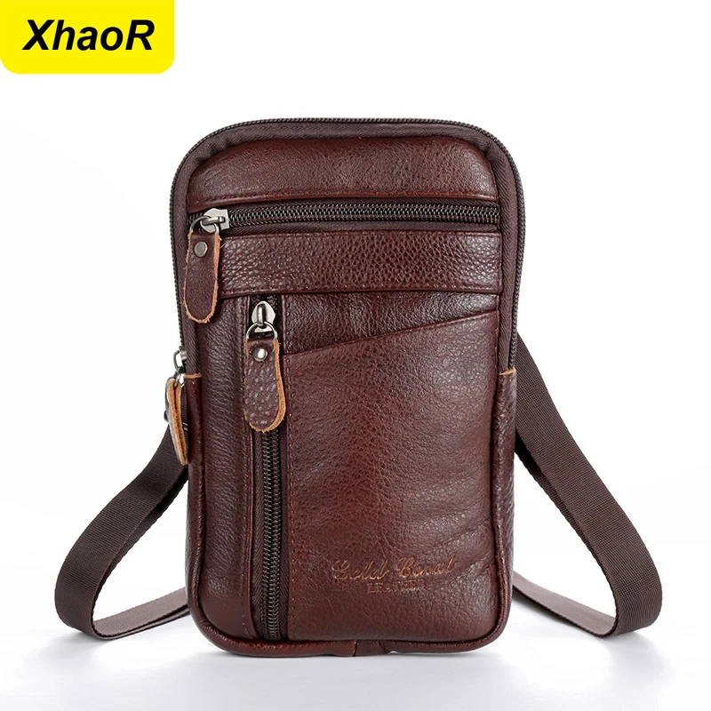 الجلود موضة الهاتف الحقيبة حقيبة بحزام الكتف Crossbody الخصر حزمة خمر في الهواء الطلق متعددة الوظائف رجالي الترفيه حقيبة الخصر المعلقة