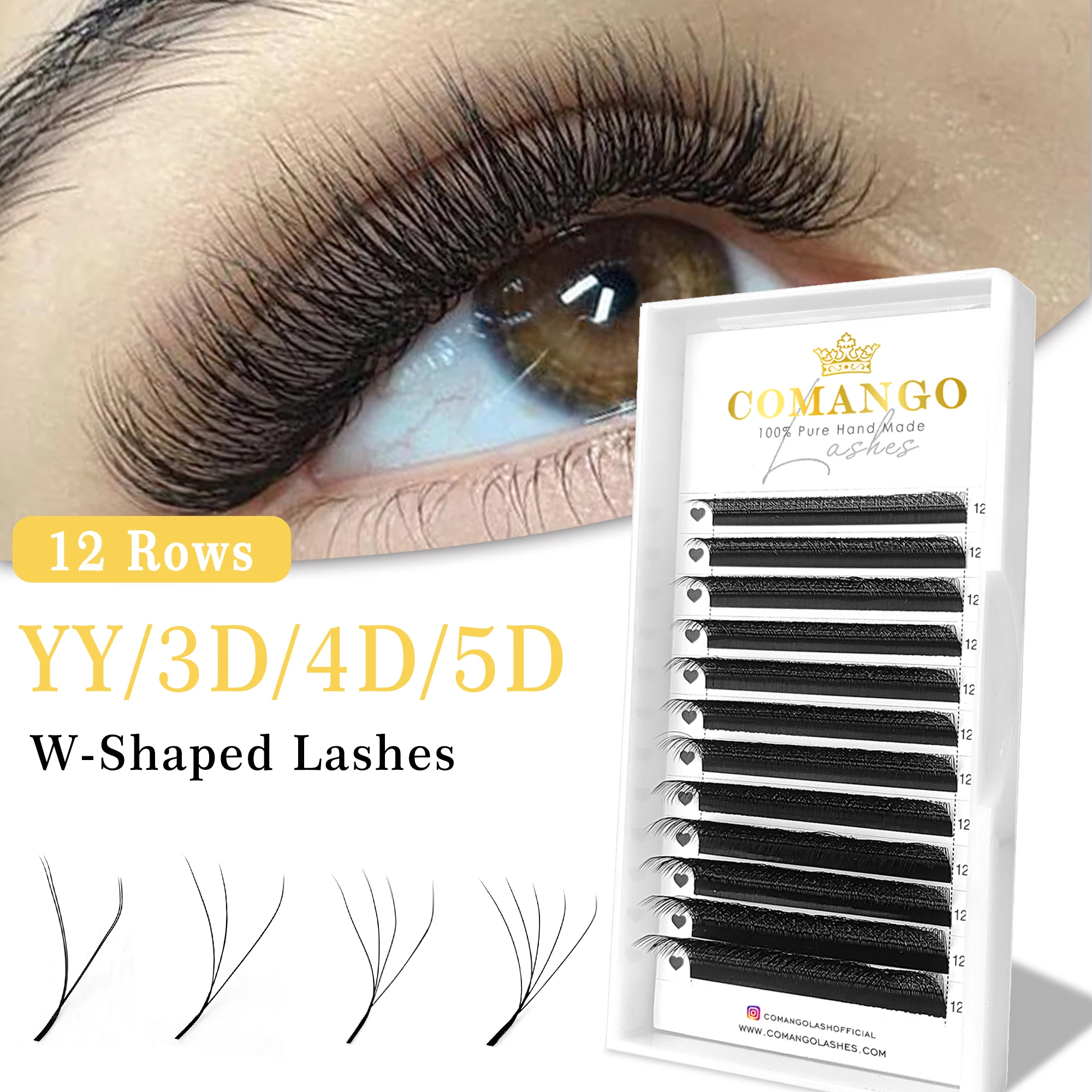 CoMango w تمديد رمش التلقائي المزهرة 2D / 3D / 4D / 5D ث الرموش وهمية 0.07 C / D حليقة مسبقة الصنع حجم المراوح الرموش الفردية