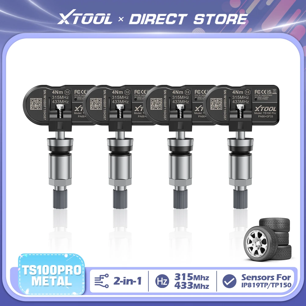 XTOOL TS100PRO 315 ميجا هرتز 433 ميجا هرتز نظام مراقبة ضغط الإطارات القابل للبرمجة الاستشعار TPMS العمل مع الإصدار المعدني TP150 IP819TP 2 في 1
