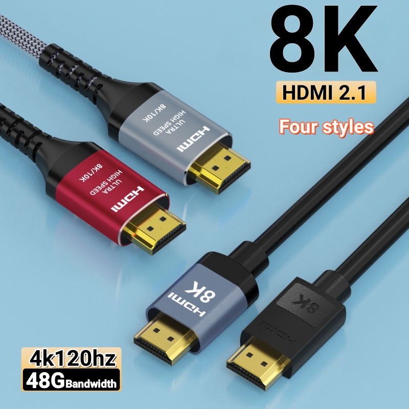 كابلات MIZIQIER طويلة 8K HDMI 2.1، سلك مضفر فائق السرعة بسرعة 48 جيجابت في الثانية-4K@120 هرتز 8K@60 هرتز لتلفزيون Roku/PS5/PS4/HDTV/RTX 3080 3090