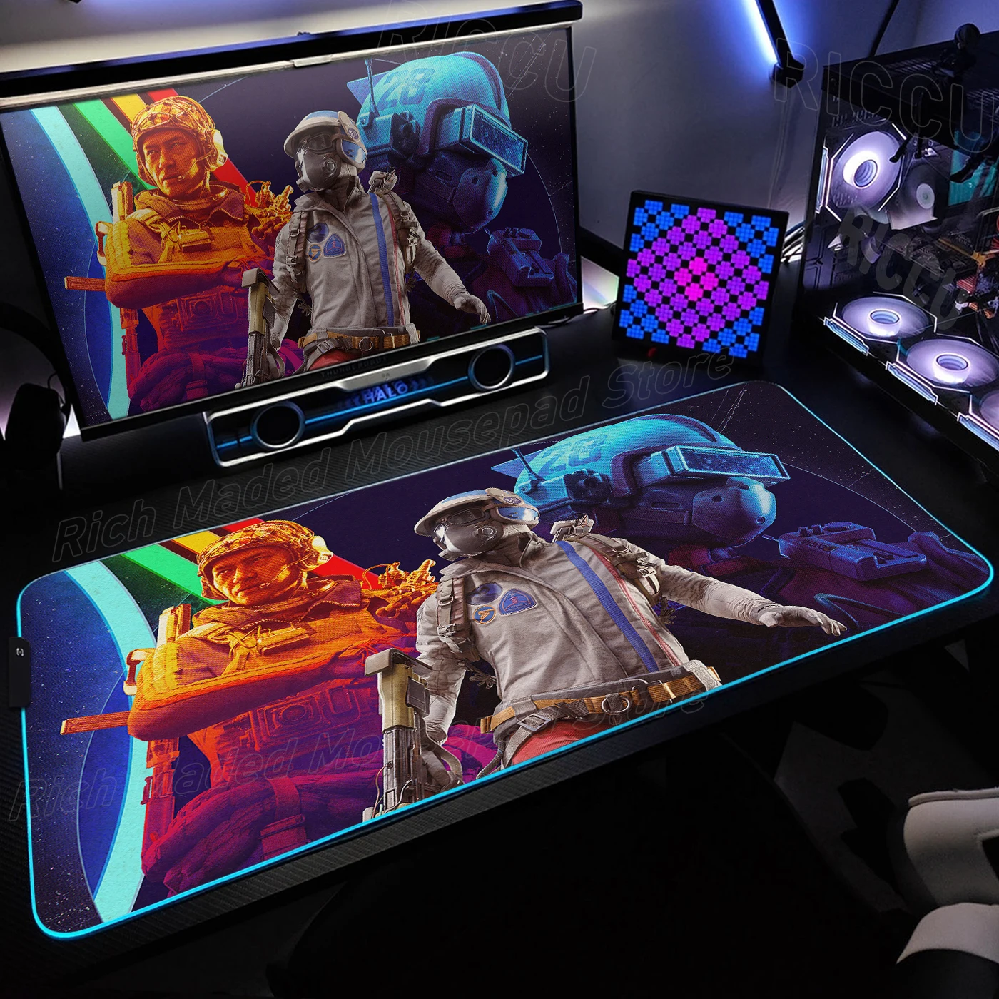 قوس غزاة ماوس الوسادة أنيمي الألعاب ماوس الوسادة LED الجدول مع الخلفية المطاط سطح المكتب XXL RGB مكتب الحصير ملحقات الكمبيوتر 400 × 900 مللي متر