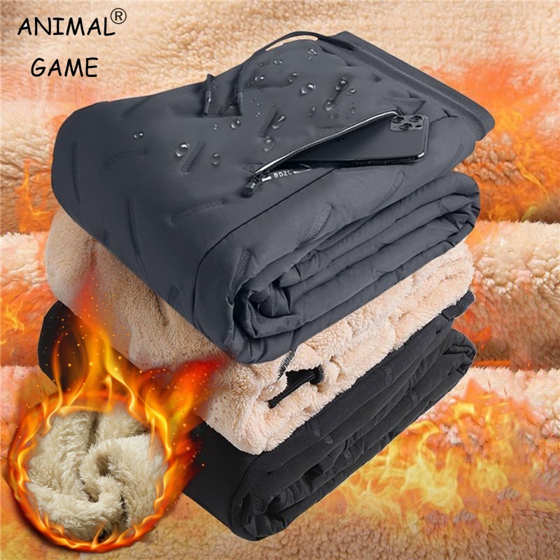 الشتاء Sweatwear الرجال أفخم سميكة الصوف Sweatpant امبسوول الحرارية السراويل سراويل تقليدية مقاوم للماء يندبروف سراويل قطنية دافئة