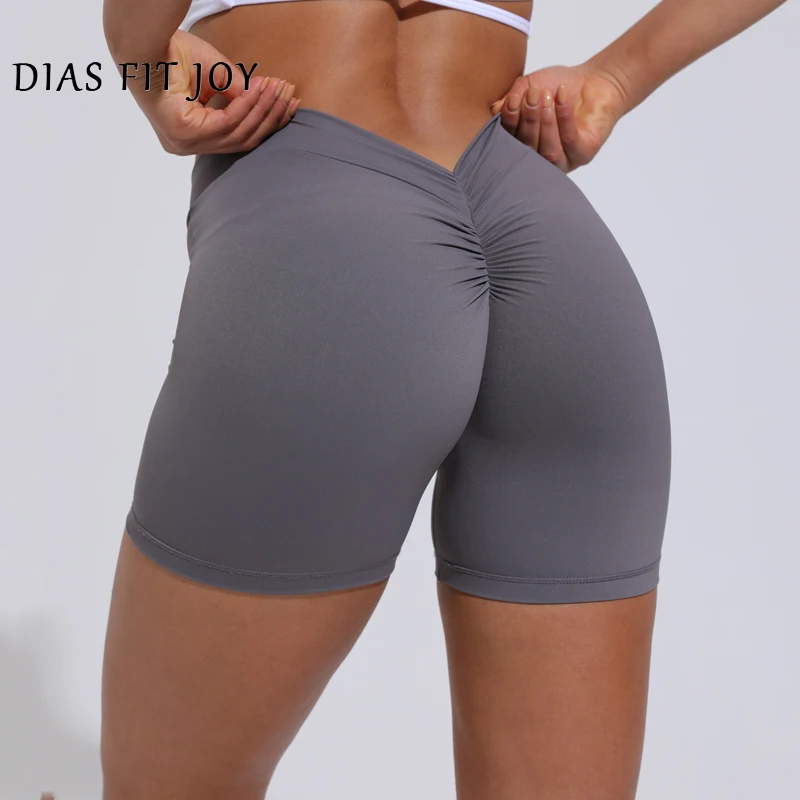 شورت DIAS FIT JOY بتصميم V-Back عالي الخصر لرفع الأرداف، شورت يوجا نسائي ضيق من النايلون، سروال رياضي للتدريب واللياقة البدنية