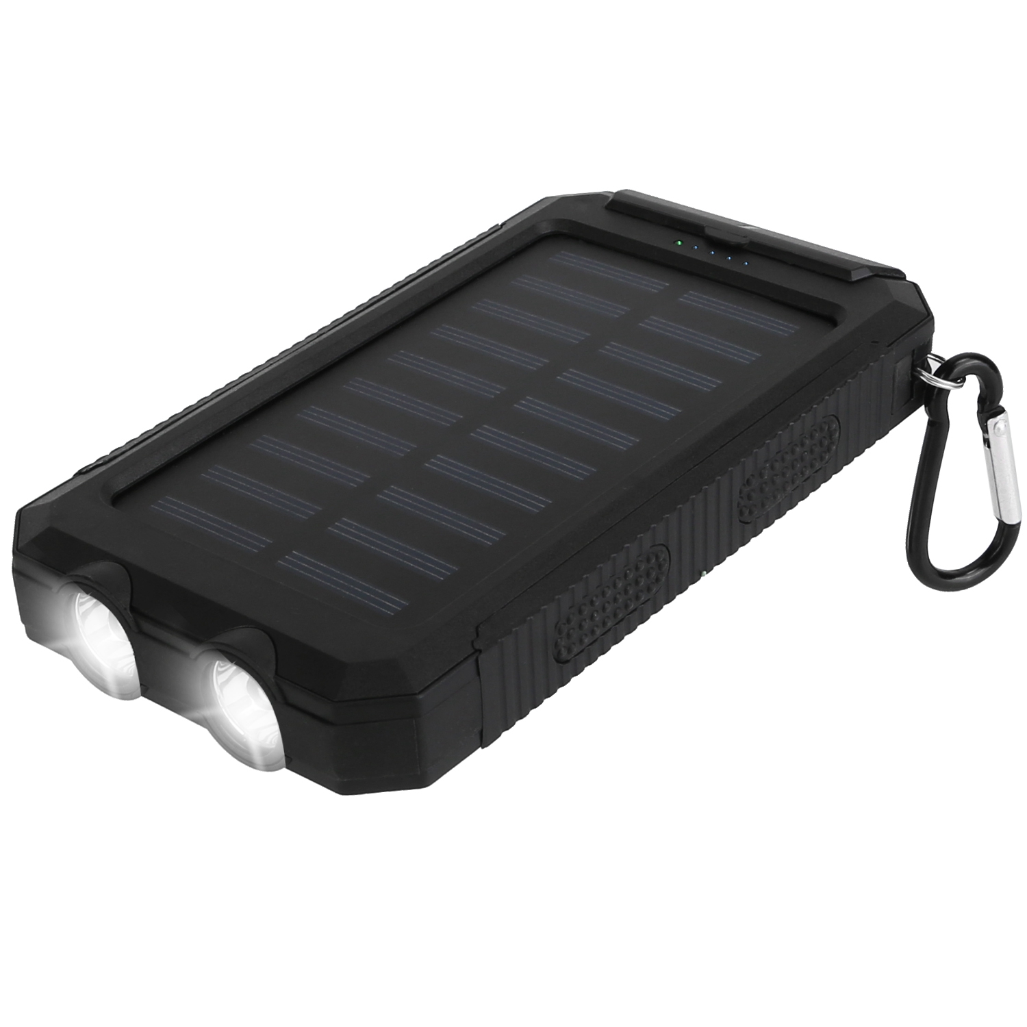 1Pc 1W MAh بطارية طاقة شمسية بنك طاقة خارجي حزمة بطارية مزدوجة واجهة USB شاحن خارجي مع مؤشرات بطارية إضاءة LED SOS بوصلة مخيم تسلق