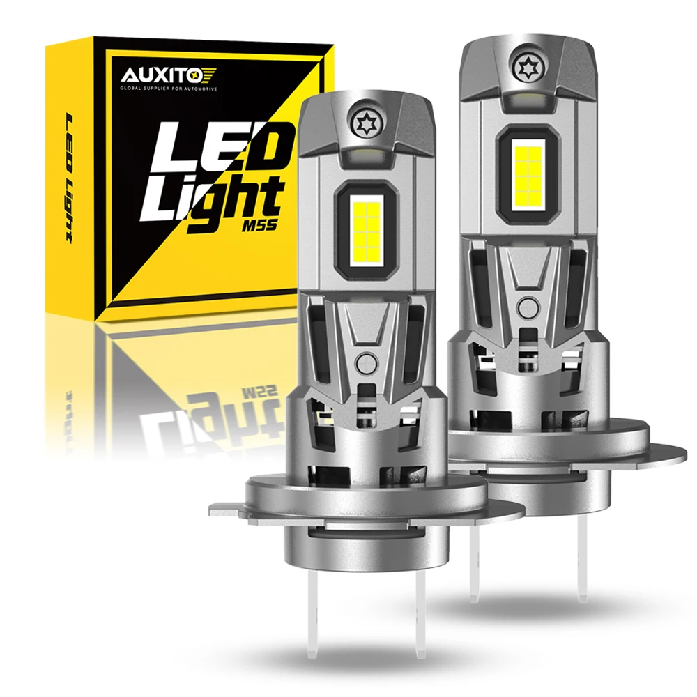 2 قطعة AUXITO 22000LM H7 LED Canbus أضواء خالية من الأخطاء لمبة مع مروحة CSP رقاقة صغيرة 360 الإضاءة العلوي كشافات 12 فولت 6500 كيلو الأبيض