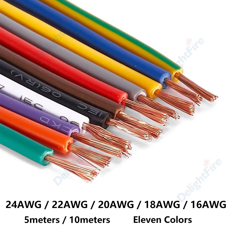 متعدد الألوان سلك كهربائي 14 16 18 20 22 AWG مرنة PVC الأسلاك النحاسية كابل إلكتروني للمعدات LED قطاع ضوء المتكلم