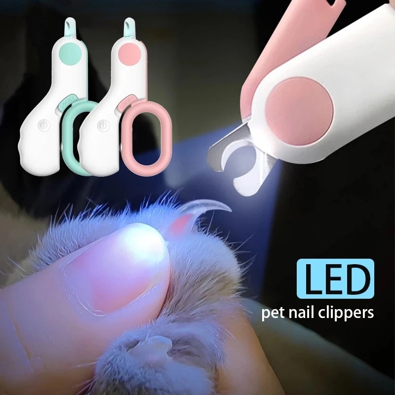 مقص أظافر احترافي للحيوانات الأليفة مزود بإضاءة LED، مقص تجميل مخالب للقطط والكلاب الصغيرة، إكسسوارات للقطط.