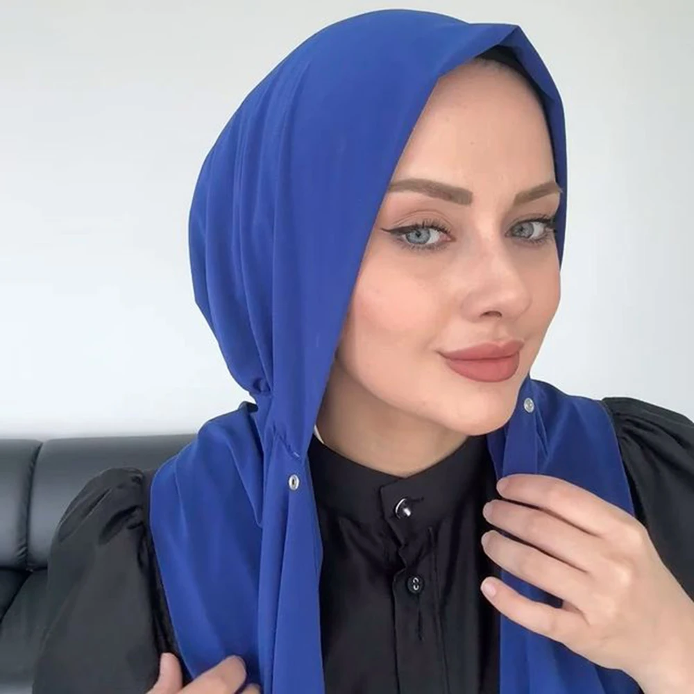 جاهز لارتداء الحجاب الفوري للنساء المسلمات غطاء كامل لفافات الرأس وشاح الإسلام عمامة قبعات Turbante Mujer