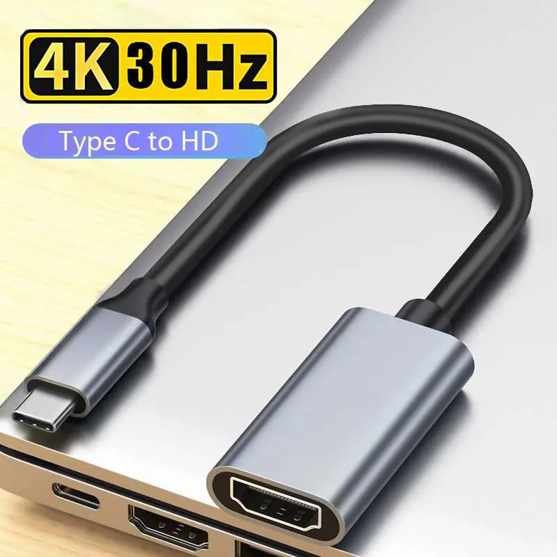 كابل من النوع C إلى HDMI متوافق مع USB C إلى HDTV محول HD 4K USB 3.1 HDTV مهائي كابلات لجهاز MacBook Chromebook Samsung Xiaomi