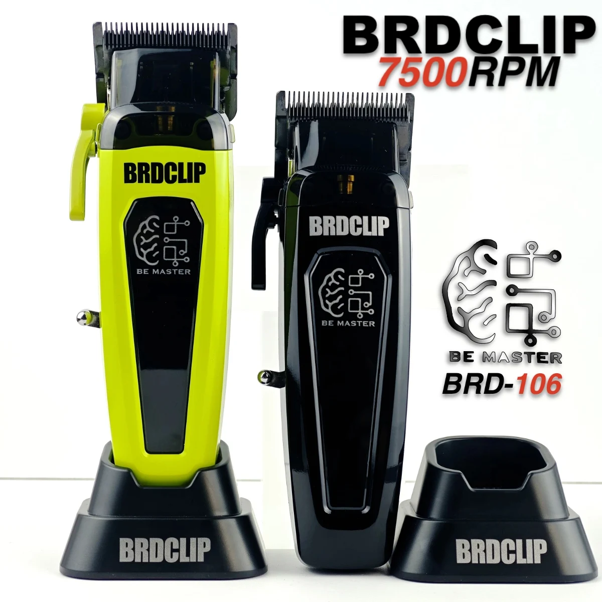 ماكينة قص الشعر الكهربائية الاحترافية BRDCLIP BRD 106 للرجال 7500 دورة في الدقيقة مع قاعدة ماكينة حلاقة بشفرة DLC قابلة للتعديل