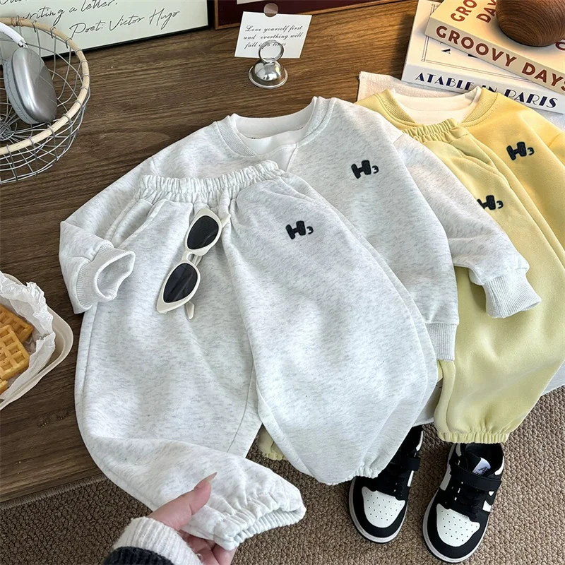 الأطفال هوديي دعوى الفتيان الزي الرياضي فتاة طويلة الأكمام Sweatpants 2 قطعة الخريف الاطفال موضة فضفاض مجموعات 2025 ملابس كاجوال