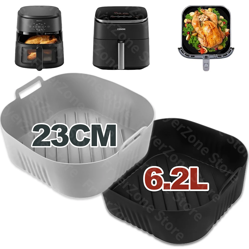 قالب مقلاة هوائية مربع 23 سنتيمتر لسلسلة فيليبس 2000 NA230/00 COSORI 5.5L/6L/6.2L ملحقات مقلاة هوائية قابلة لإعادة الاستخدام XXL