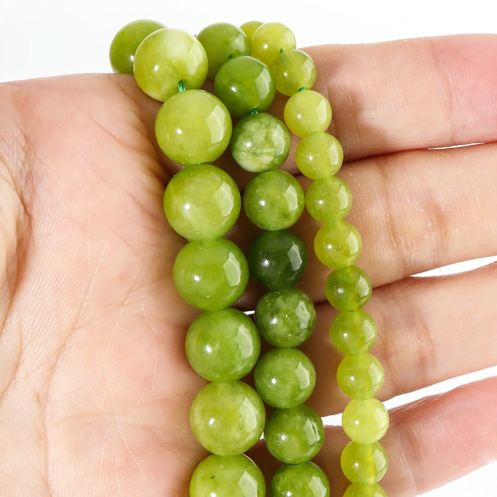 الزبرجد الطبيعي العقيق الليمون الأخضر Jades حجر الخرز لصنع المجوهرات أساور يدوية إكسسوارات عقد لوازم 6/8/10 مللي متر