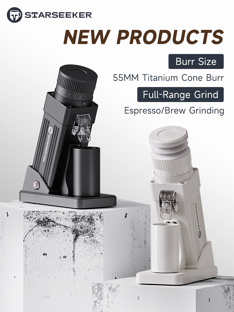 STARSEEKER E55Pro مطحنة القهوة الكهربائية 55 مللي متر التيتانيوم مخروط لدغ ستبليس تعديل اسبريسو المشروب مطحنة حبوب البن الأسود