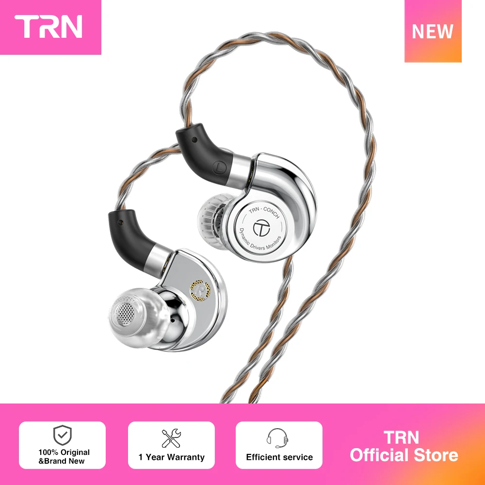 سماعات أذن TRN Conch عالية الأداء مع غشاء ماسي DLC وفلاتر ضبط الصوت لشاومي