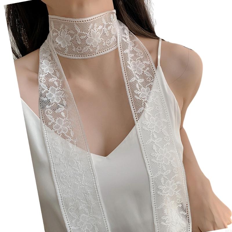 D0UB Flower Promered Neckerchief متطورة الأوشحة الفريدة من نوعها وشاح الدانتيل الجميل مناسب لمختلف الأحداث