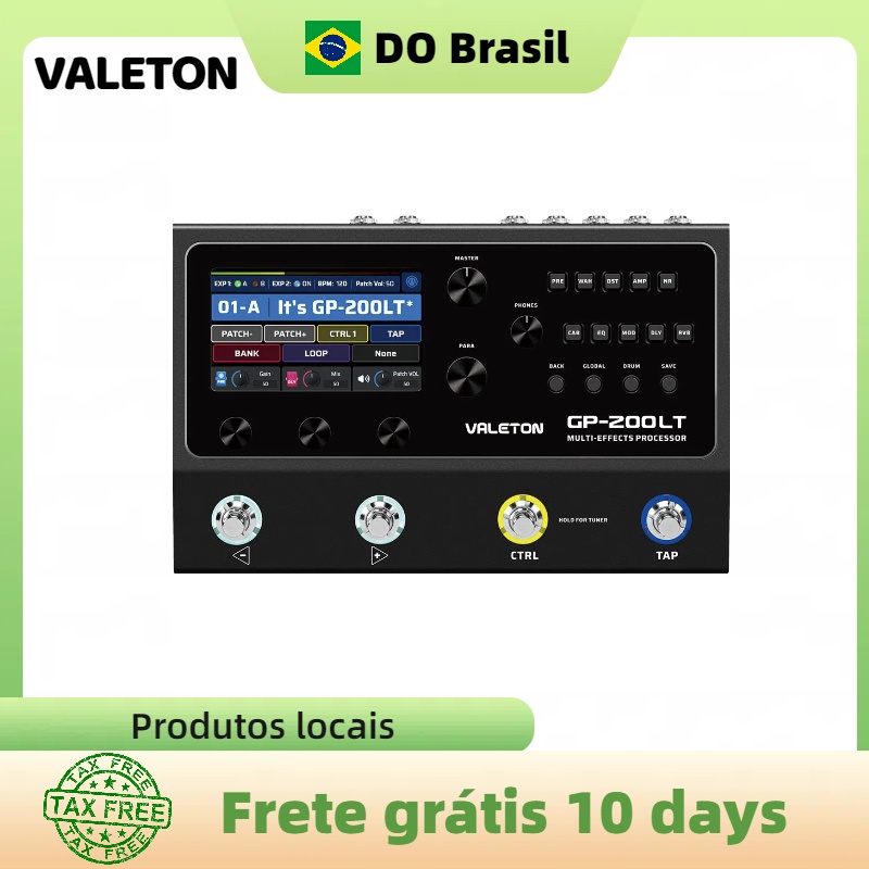VALETON GP-200LT مكبر صوت للجيتار والباس مع محاكاة خزانات الصوت، تأثيرات متعددة مع حلقة FX، مدخل ومخرج MIDI، صوت ستيريو OTG USB