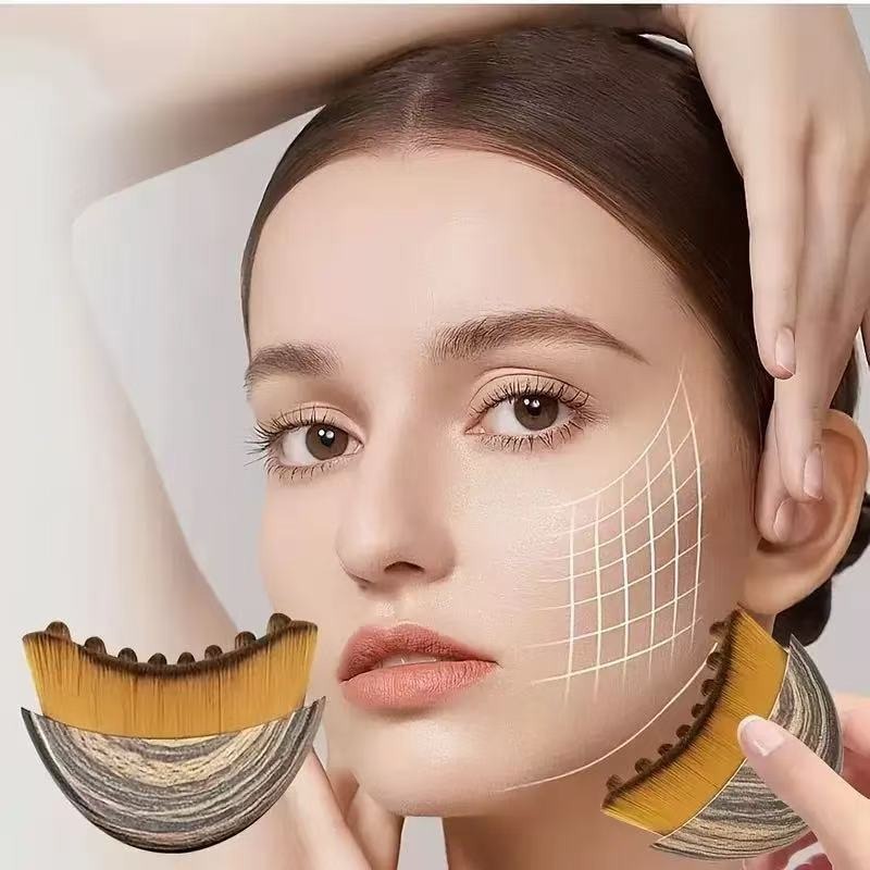 1PC فرشاة تصريف اللمف للوجه والجسم، أداة مساج إргونومية، تناسب منحنيات البشرة، تعزز التخلص من السموم والاسترخاء