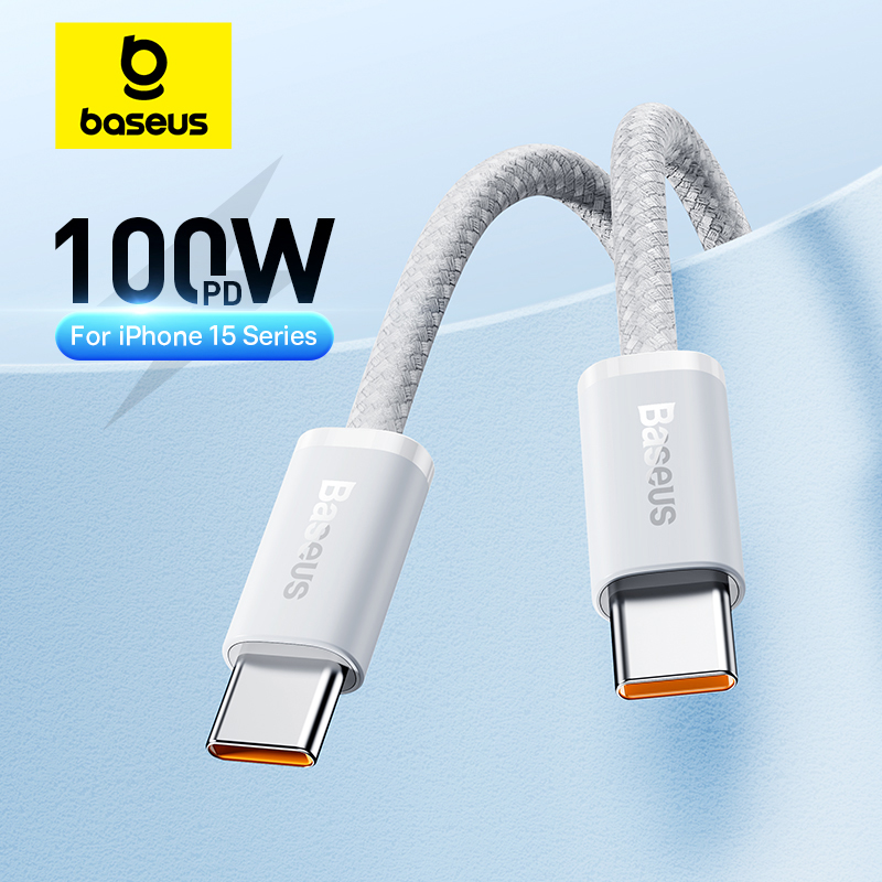 Baseus 100 واط نوع C إلى USB C كابل آيفون 16 15 شحن سريع شاحن الحبل لماك بوك باد سامسونج شاومي سريع USB C سلك
