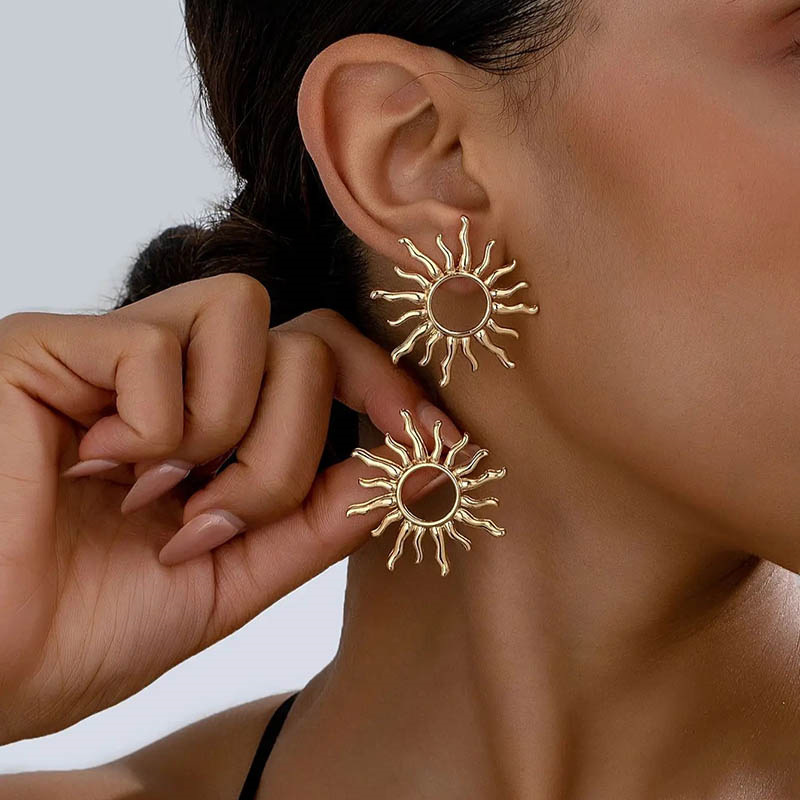 1 Pair fashion Temperament Elegant Sun Flower Stud Earrings for Women Piendientes