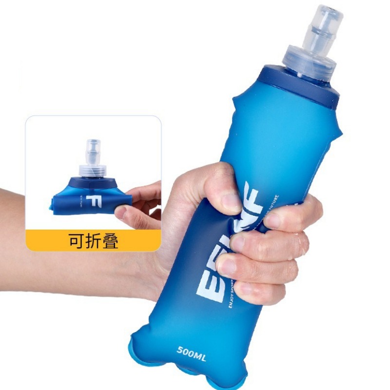 قنينة ماء 500ml قابلة للطي من مادة TPU قابلة للطى حقيبة ماء ناعمة قنينة ماء قابلة للطي حقيبة ماء للرياضة للجري للمخيم للتنزه