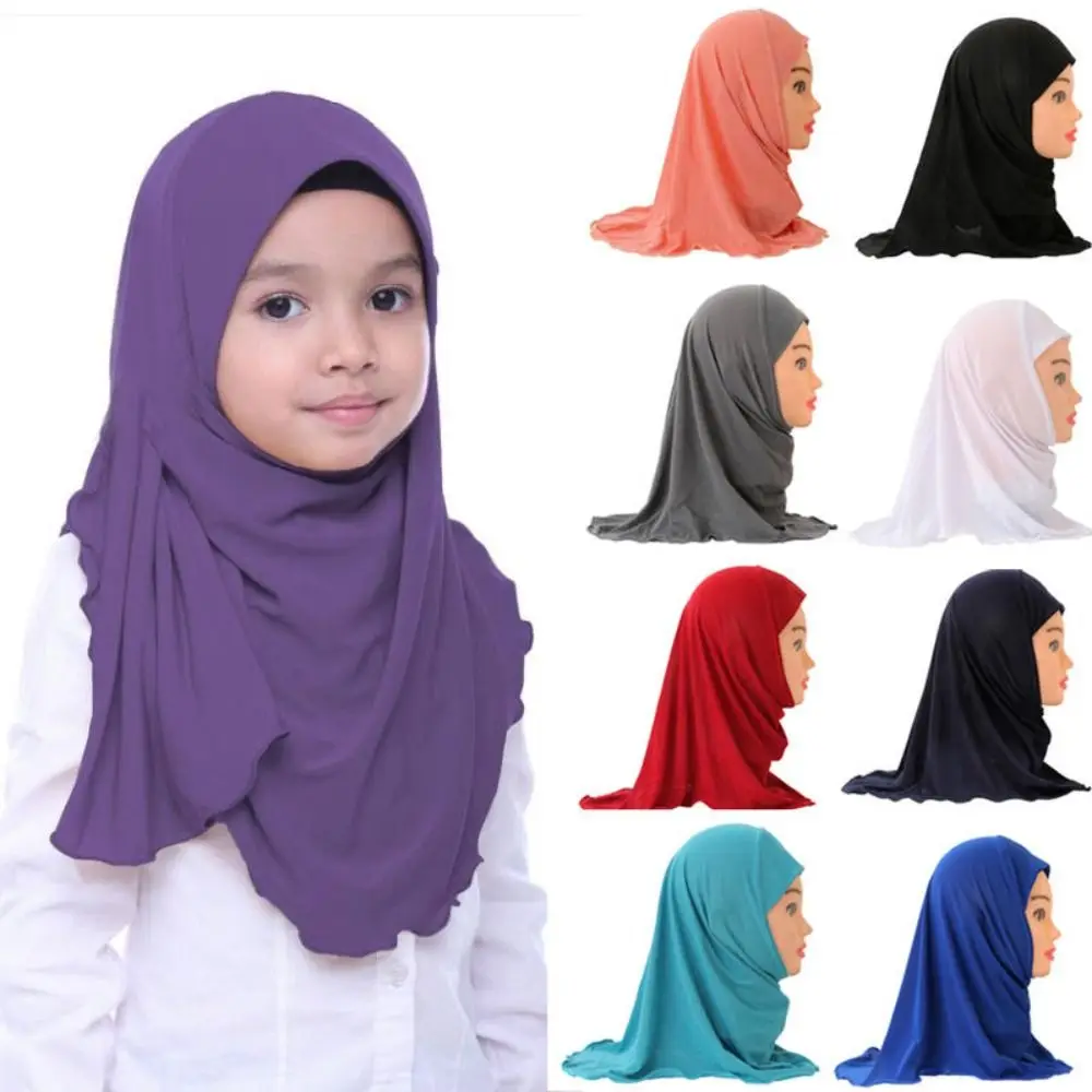 50 سنتيمتر الأطفال الحجاب الفتيات المسلمات الاطفال الحجاب وشاح إسلامي شالات لينة ومطاط المواد ل 2 إلى 7 سنوات الفتيات عمامة