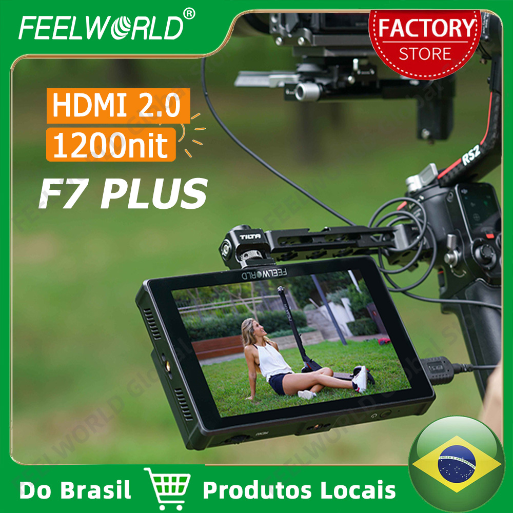 Do Brasil FEELWORLD F7 PLUS 7 بوصة 1200nit On Camera Field Monitor شاشة تعمل باللمس ثلاثية الأبعاد LUT Waveform 1920x1200 4K 60 هرتز HDMI In Out