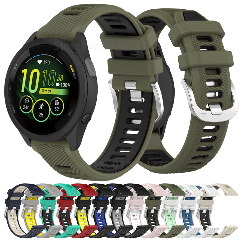 شريط للرسغ للغارمين Forerunner 255 255S 265S 265 165 245 55 Vivoactive 5 4 4S Venu 3 3S SQ سوار من السيليكون حزام ساعة رياضي