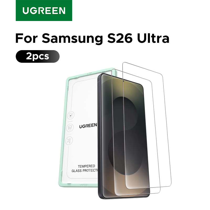 واقي شاشة زجاجي من UGREEN (قطعتان) لهاتف سامسونج جالاكسي S26 ألترا، طبقة حماية زجاجية عالية الدقة لهاتف سامسونج S26 ألترا