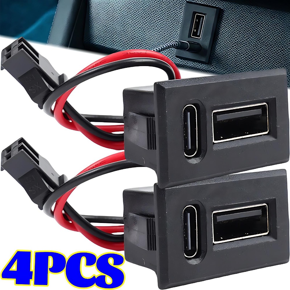 مقبس USB مزدوج من النوع C أنثى للتركيب على الهيكل مع منفذين للشحن والطاقة لقطع غيار لوحة القيادة في السيارة