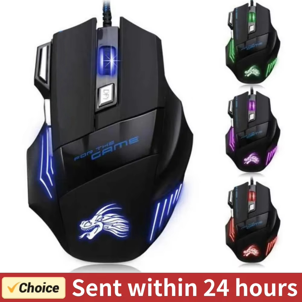 قابل للتعديل USB السلكية البصرية الفئران الألعاب ماوس 7-Color الخلفية 5500 ديسيبل متوحد الخواص للكمبيوتر مكتب دفتر الفئران الماوس برو ألعاب