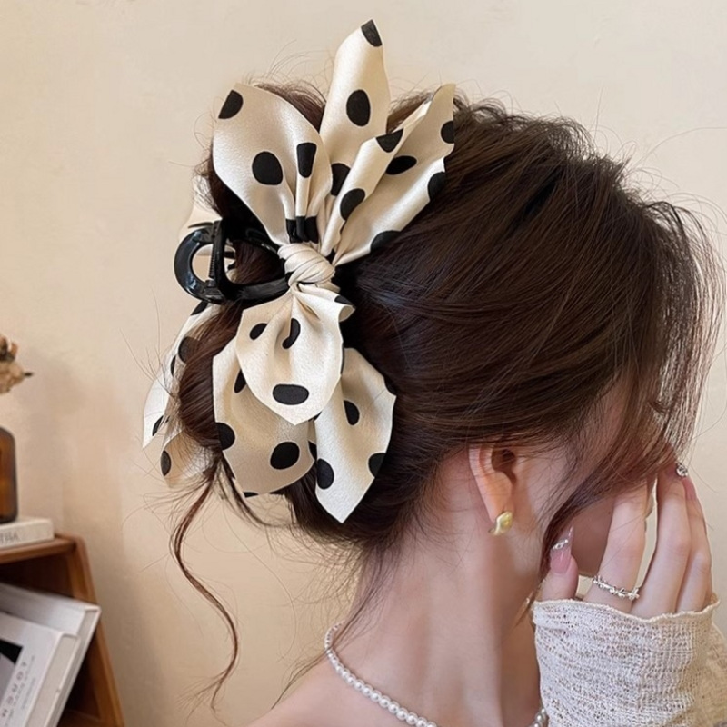 1/2 مجموعة اللون البولكا نقطة القرش كليب متعدد الطبقات Bowknot مشبك شعر أنيق موضة مزاجه الفتيات مشبك شعر غطاء الرأس