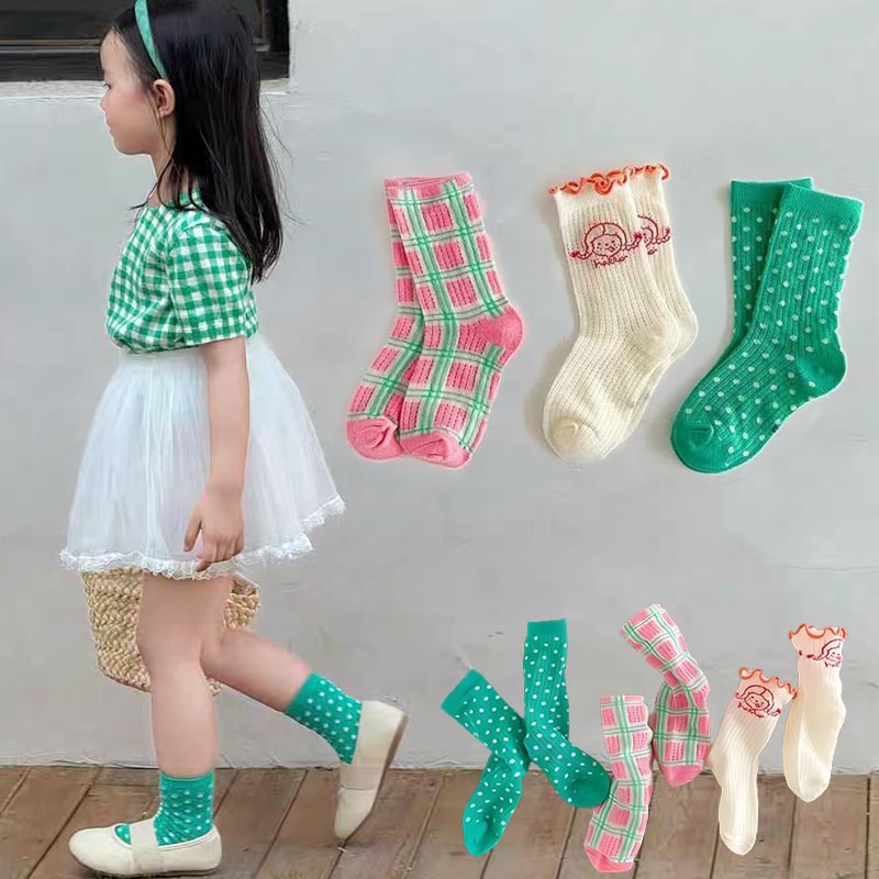 3/5Pairs الطفل الجوارب الربيع الصيف لينة مريحة للتنفس الأطفال شبكة الجوارب الاطفال الفتيات العجل طول منقطة الجوارب