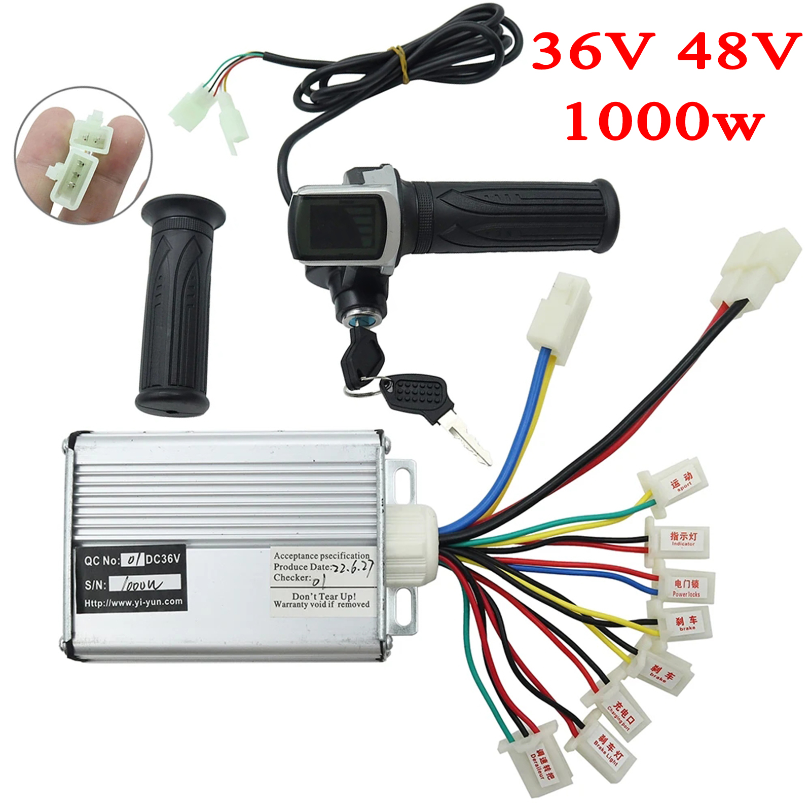 36 فولت 48V1000W وحدة تحكم ذكية بدون فرش مع مفتاح سرعة الطاقة الروتاري خنق لملحقات دراجة سكوتر كهربائية