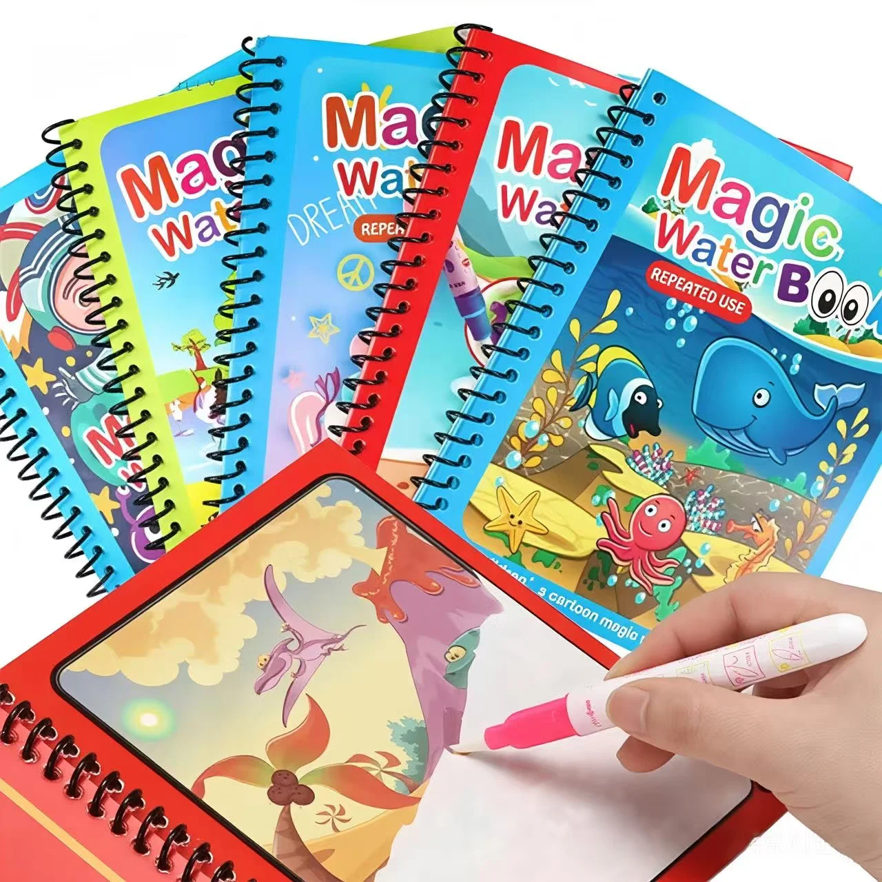 الأطفال المتكرر رسم كتب التلوين التعليم المبكر الحسي لغز رسم اللعب المحيط ديناصور الحيوان رسم المياه الصورة